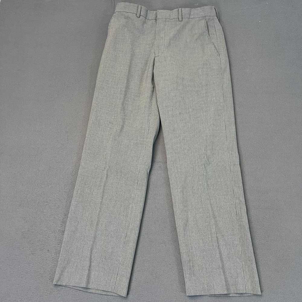 Merona‎ Mens Grey Pinstripe Dress Pants Flat Front Straight Leg 30x30